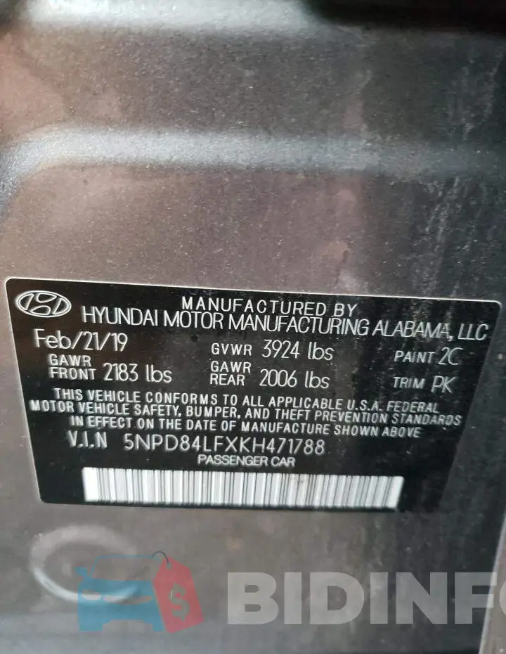 5NPD84LFXKH471788 Photo# 12