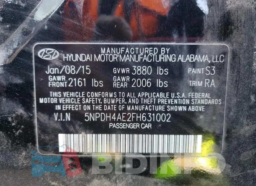 5NPDH4AE2FH631002 Photo# 12
