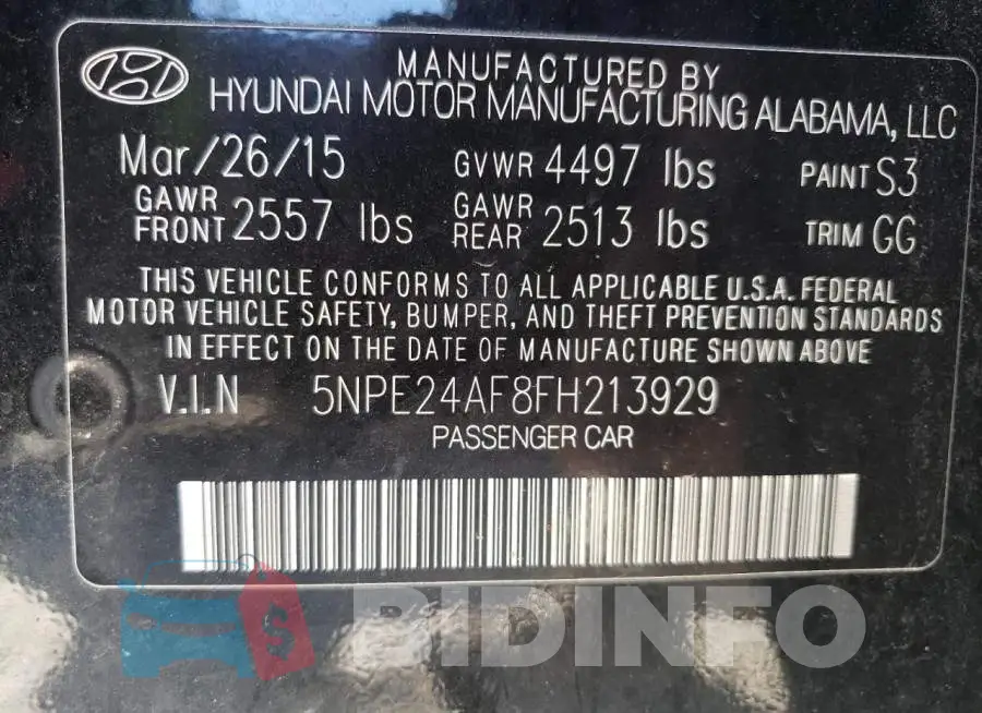 5NPE24AF8FH213929 Photo# 10
