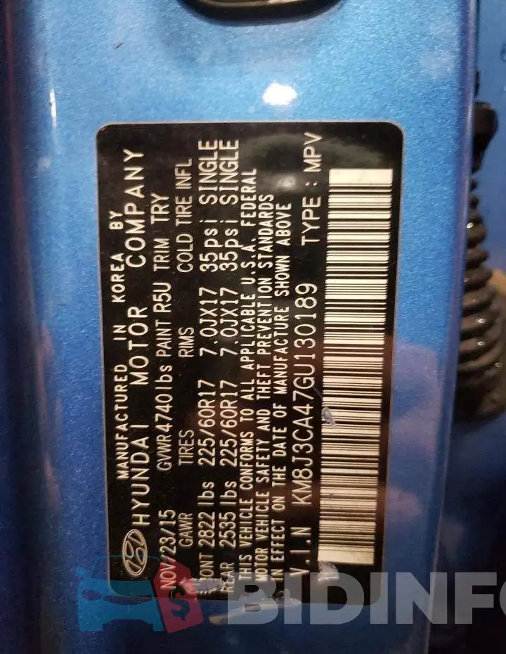 KM8J3CA47GU130189 Photo# 13