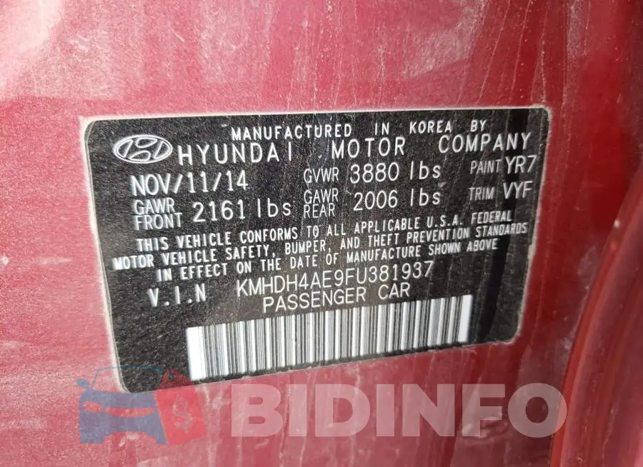 KMHDH4AE9FU381937 Photo# 13