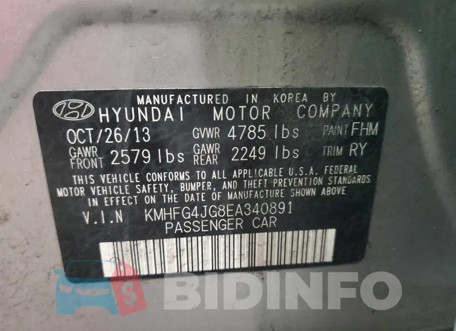 KMHFG4JG8EA340891 Photo# 12