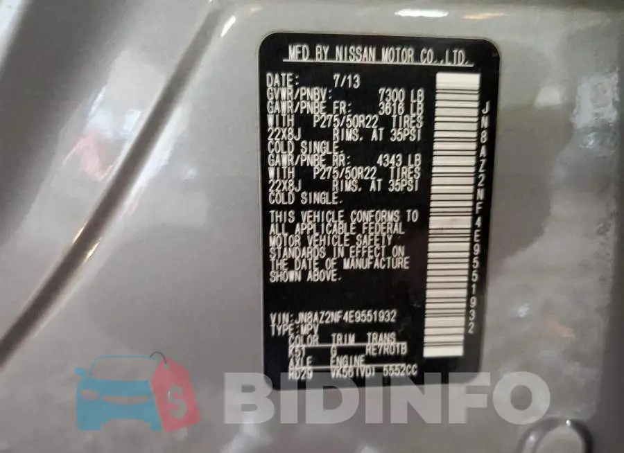 JN8AZ2NF4E9551932 Photo# 13