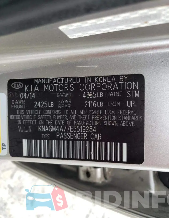 KNAGM4A77E5519284 Photo# 12