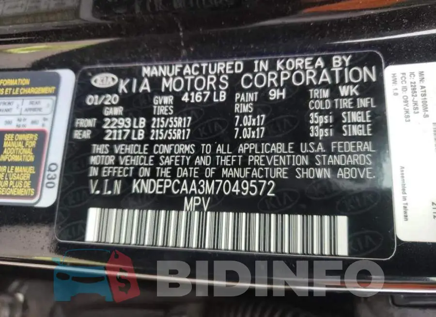 KNDEPCAA3M7049572 Photo# 10