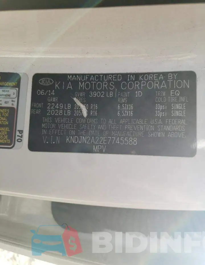 KNDJN2A22E7745588 Photo# 12
