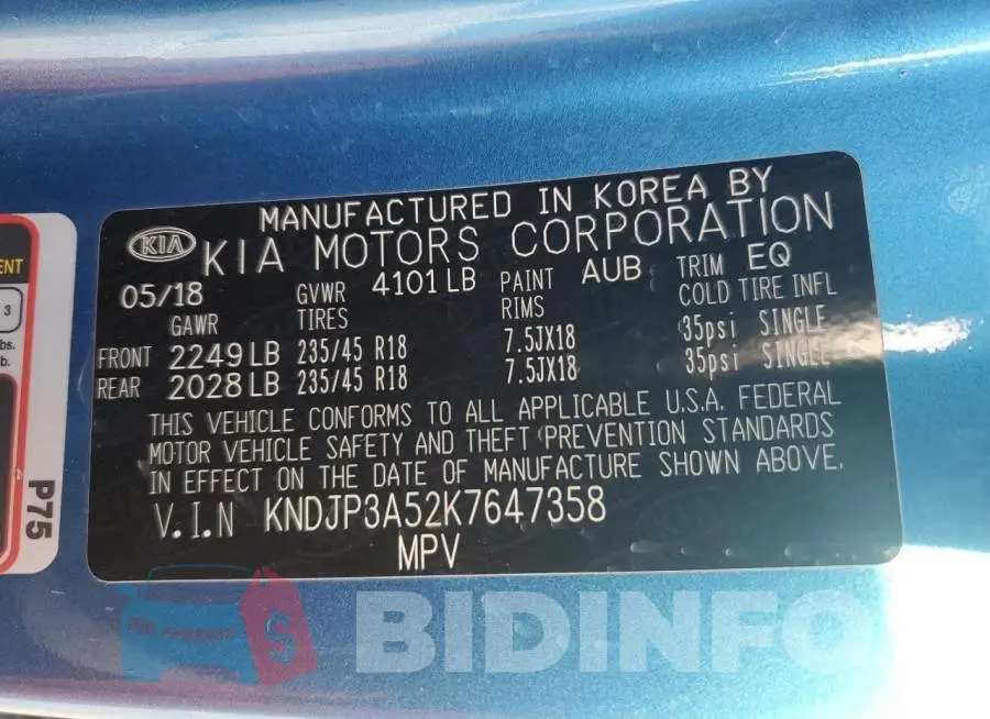 KNDJP3A52K7647358 Photo# 12