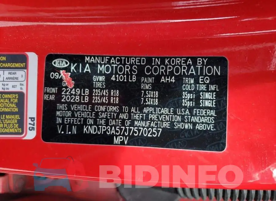 KNDJP3A57J7570257 Photo# 13
