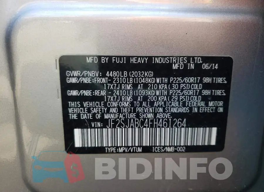 JF2SJABC4FH461264 Photo# 10