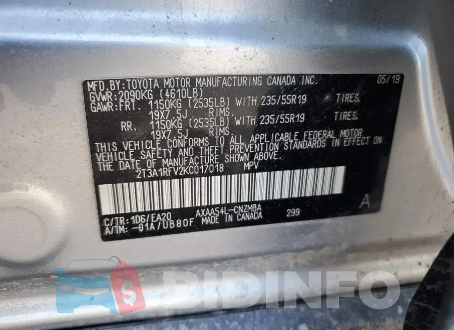 2T3A1RFV2KC017018 Photo# 14