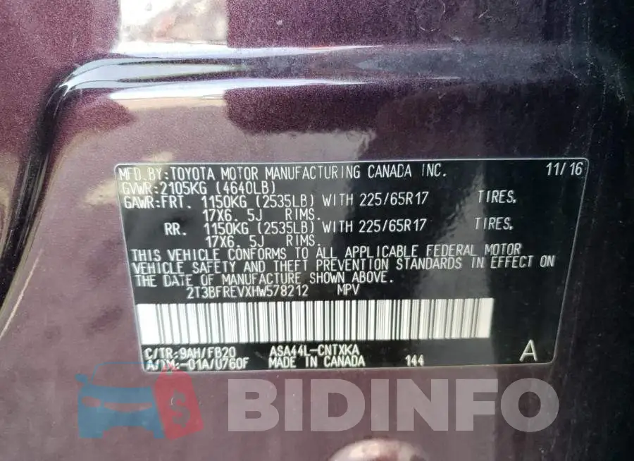 2T3BFREVXHW578212 Photo# 12