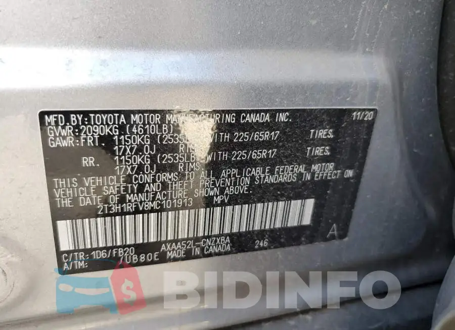 2T3H1RFV8MC101913 Photo# 13