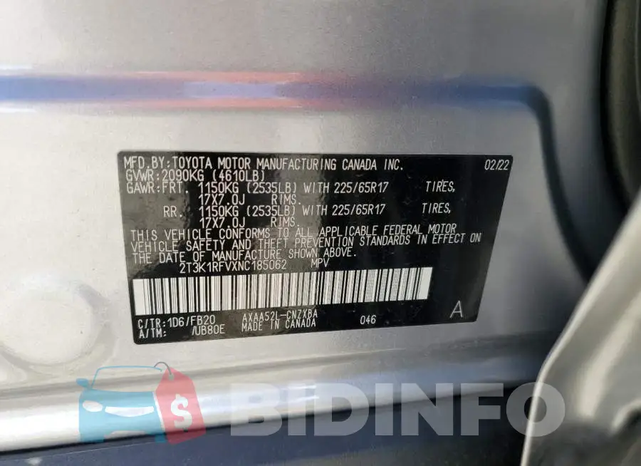 2T3K1RFVXNC185062 Photo# 14