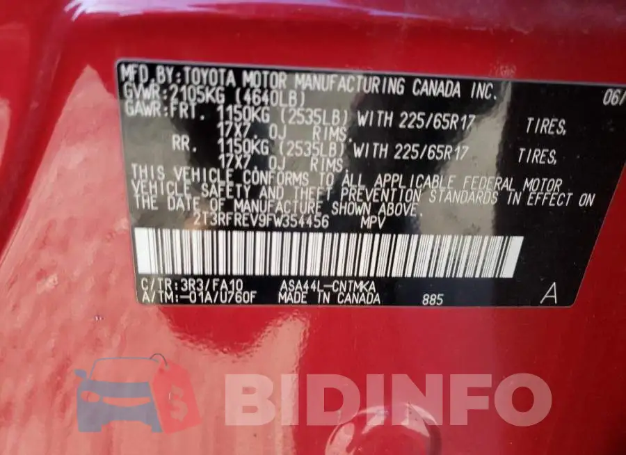 2T3RFREV9FW354456 Photo# 12