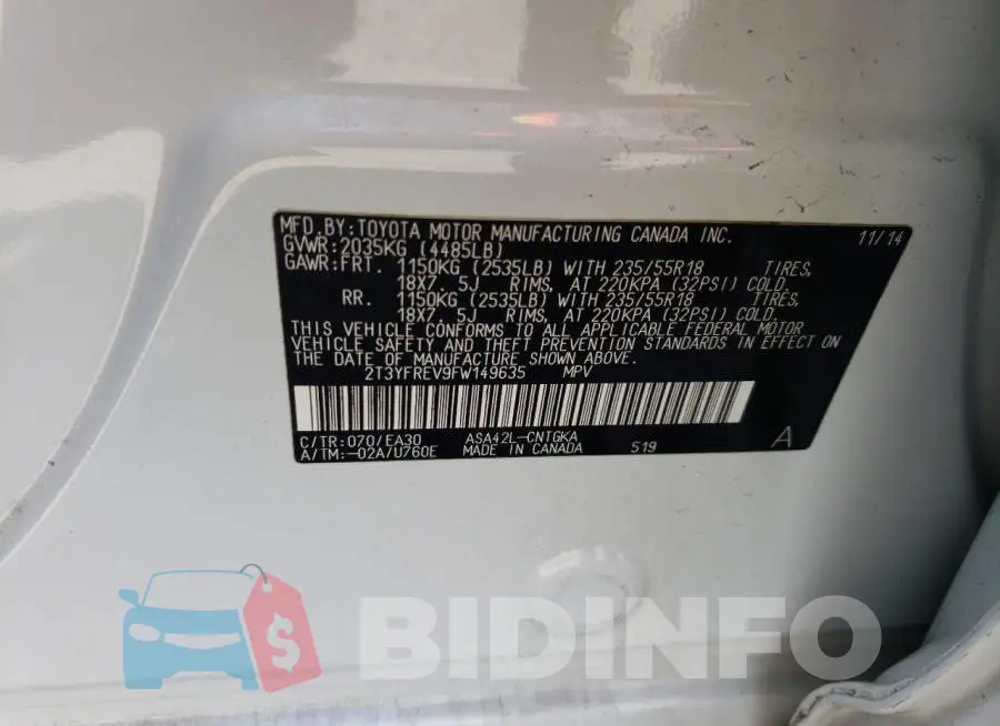 2T3YFREV9FW149635 Photo# 13