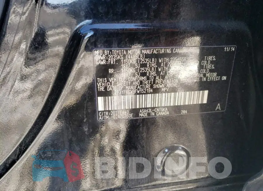 2T3YFREV9FW152194 Photo# 13