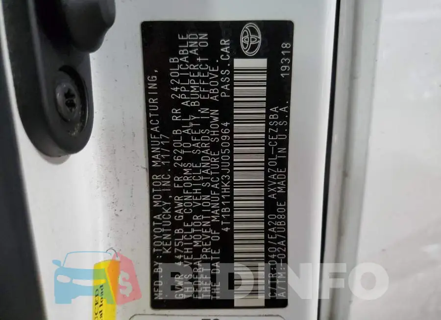 4T1B11HK3JU050964 Photo# 13