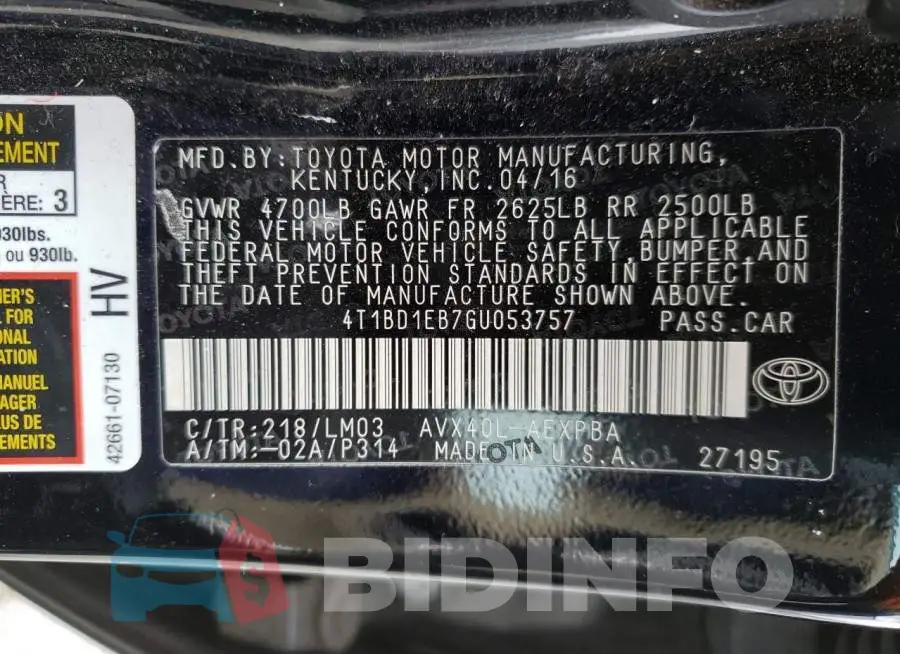 4T1BD1EB7GU053757 Photo# 12