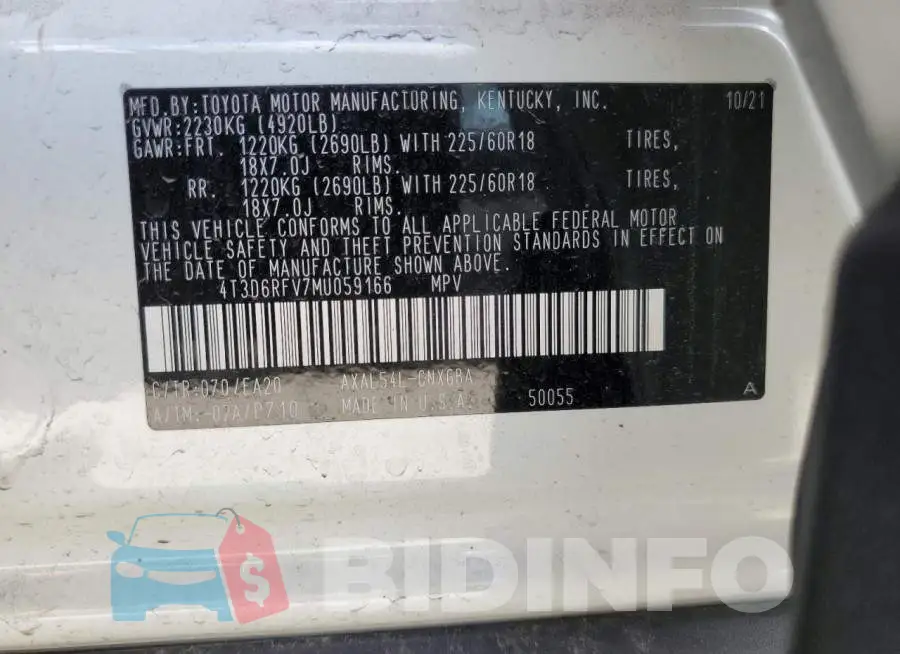 4T3D6RFV7MU059166 Photo# 12