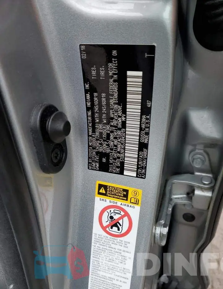 5TDBZRFH5JS845019 Photo# 12