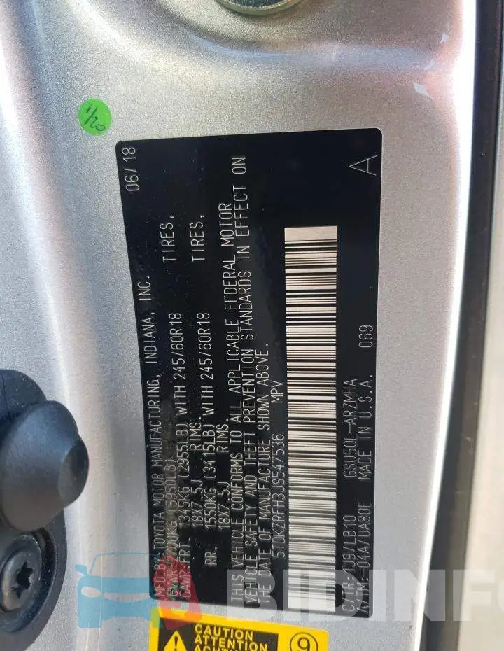 5TDKZRFH3JS547536 Photo# 13