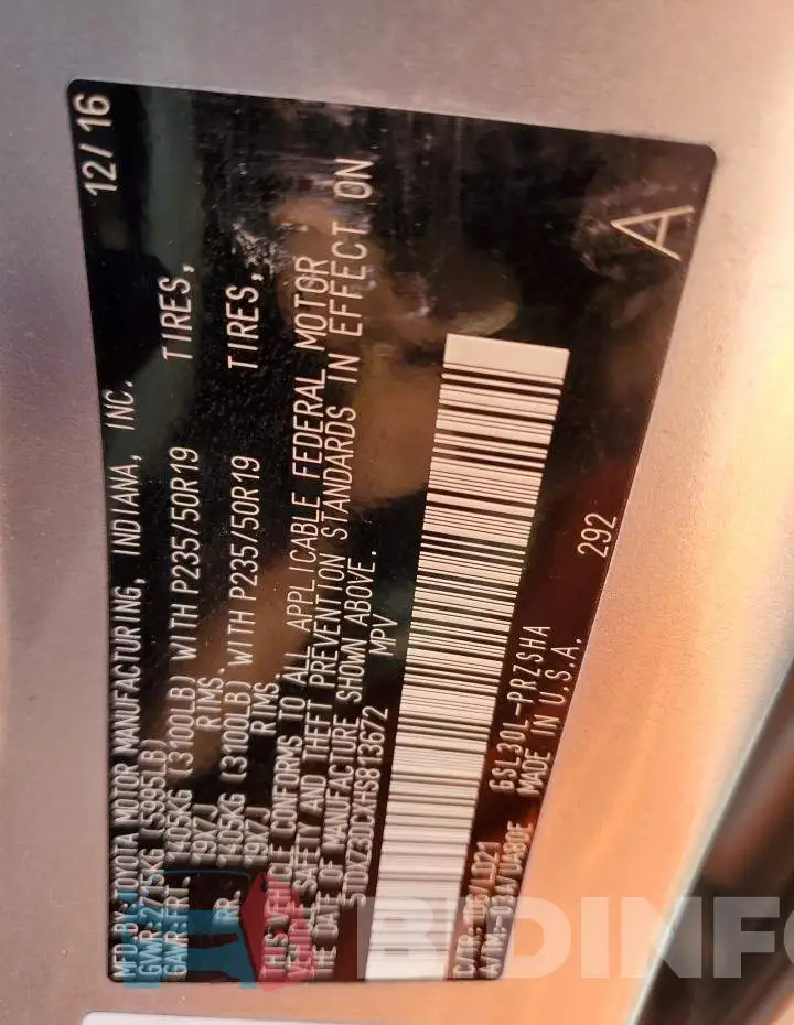 5TDXZ3DCXHS813672 Photo# 14