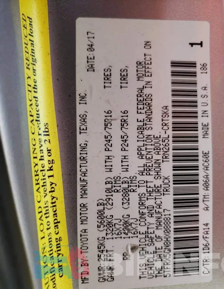 5TFRX5GN8HX088817 Photo# 13
