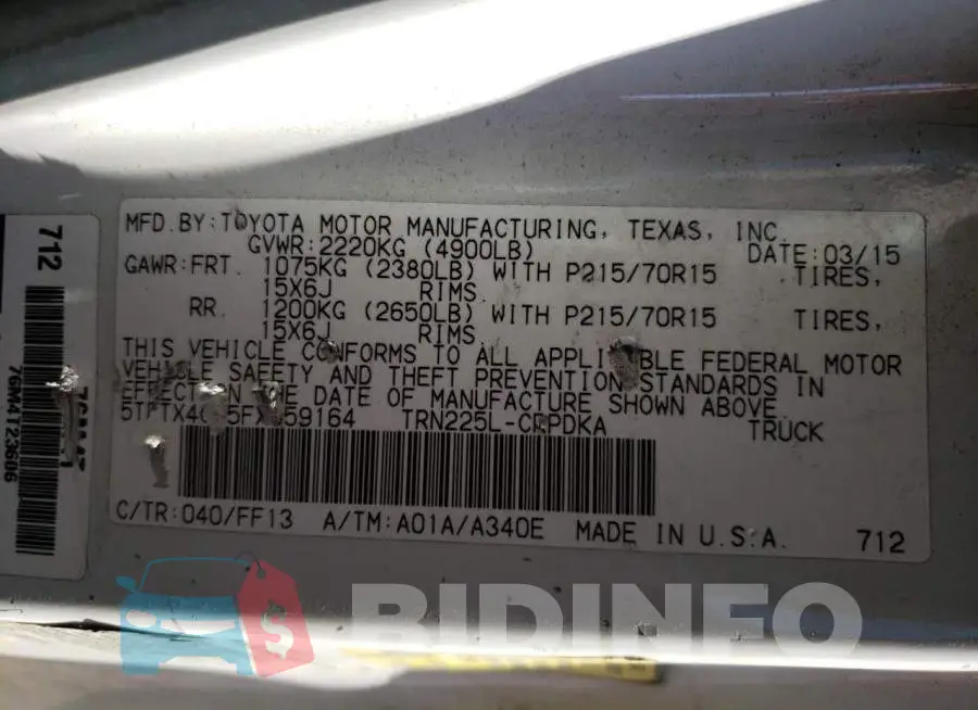 5TFTX4CN5FX059164 Photo# 12
