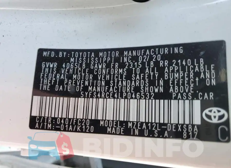 5YFS4RCE4LP046532 Photo# 12