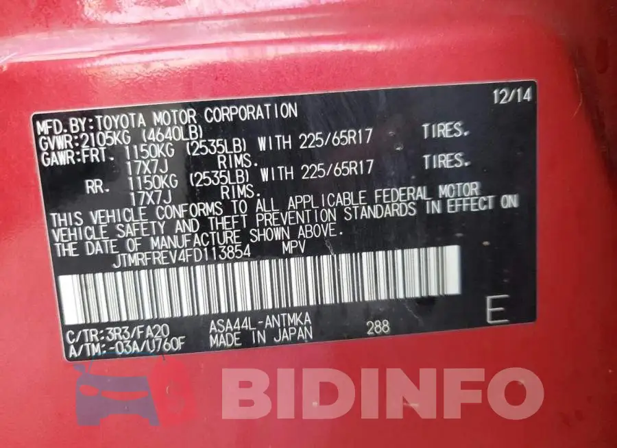 JTMRFREV4FD113854 Photo# 13