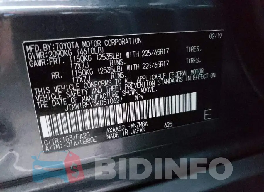 JTMW1RFV3KD510627 Photo# 13