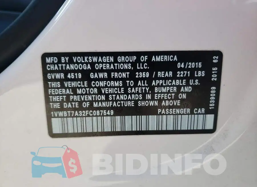 1VWBT7A32FC087549 Photo# 12