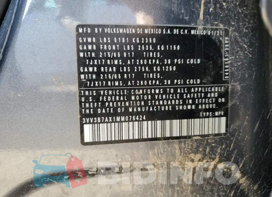 3VV3B7AX1MM076424 Photo# 13