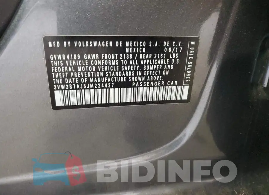 3VW2B7AJ5JM224427 Photo# 12