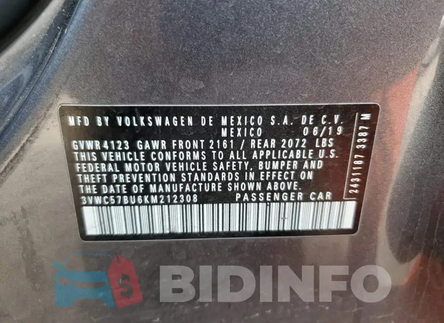 3VWC57BU6KM212308 Photo# 12