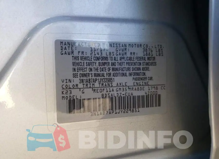 3N1AB7AP1JY229851 Photo# 12
