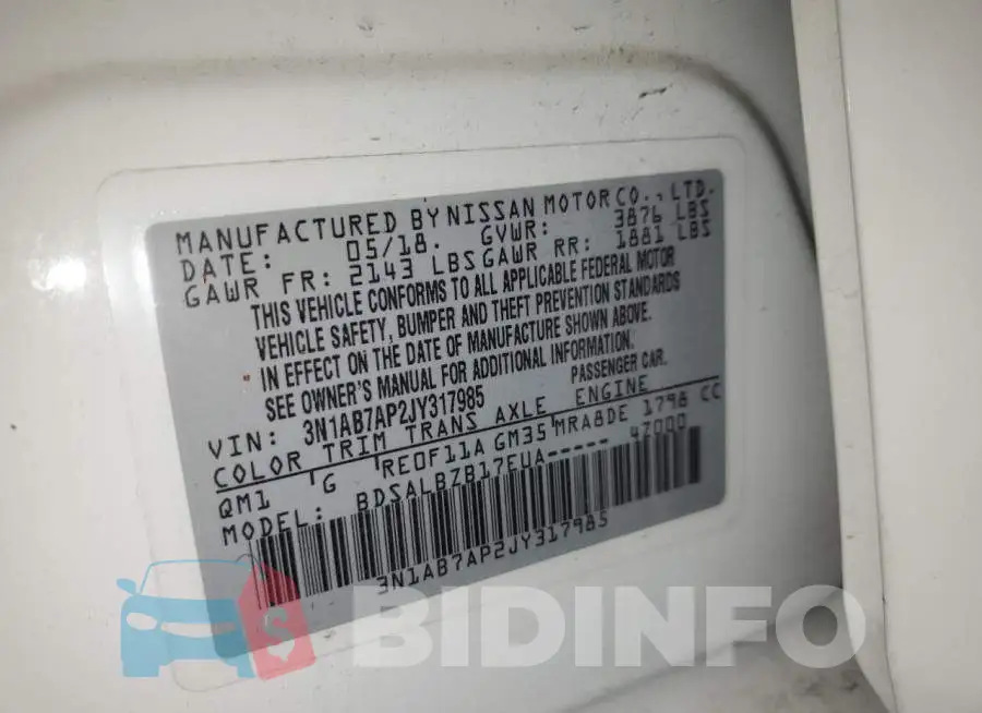 3N1AB7AP2JY317985 Photo# 12