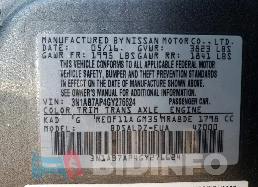 3N1AB7AP4GY276624 Photo# 12