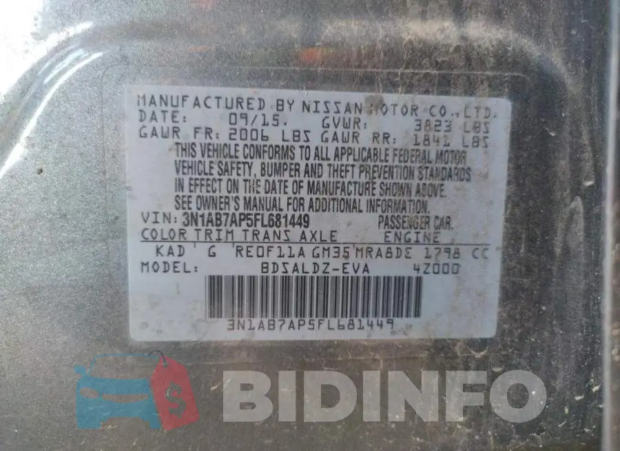 3N1AB7AP5FL681449 Photo# 12