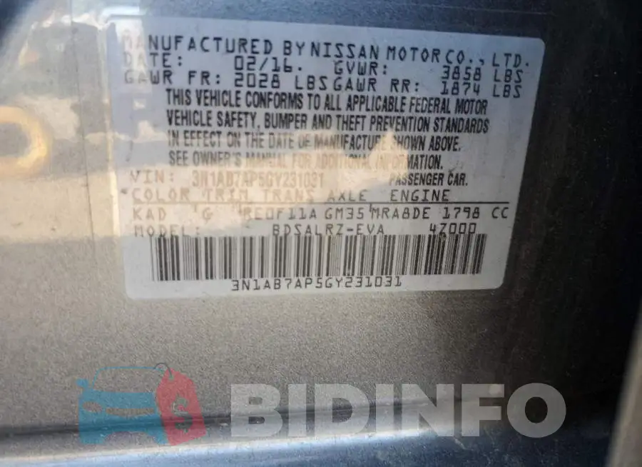 3N1AB7AP5GY231031 Photo# 12