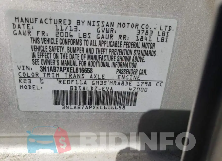 3N1AB7APXEL616658 Photo# 12