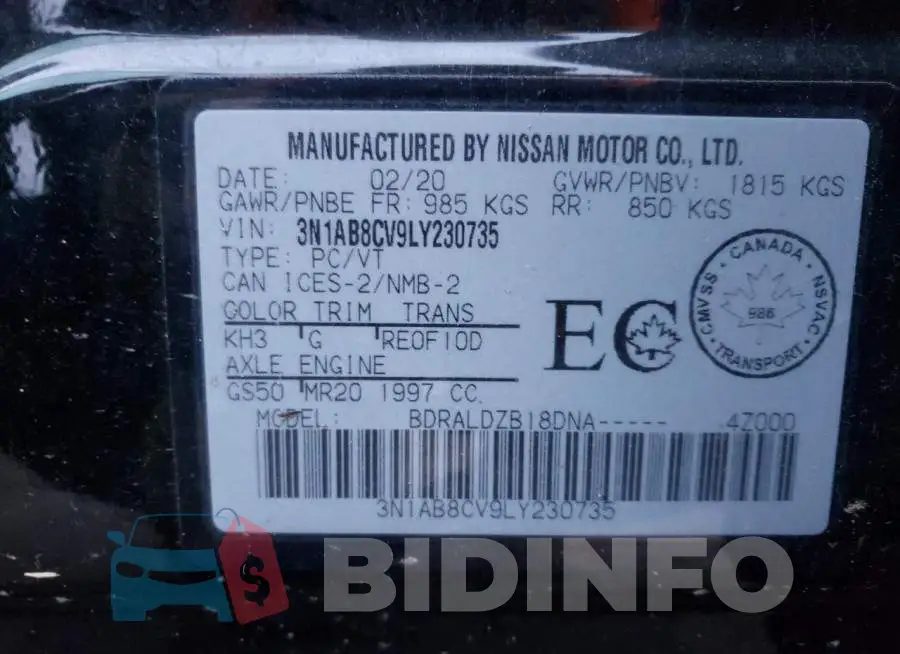 3N1AB8CV9LY230735 Photo# 12