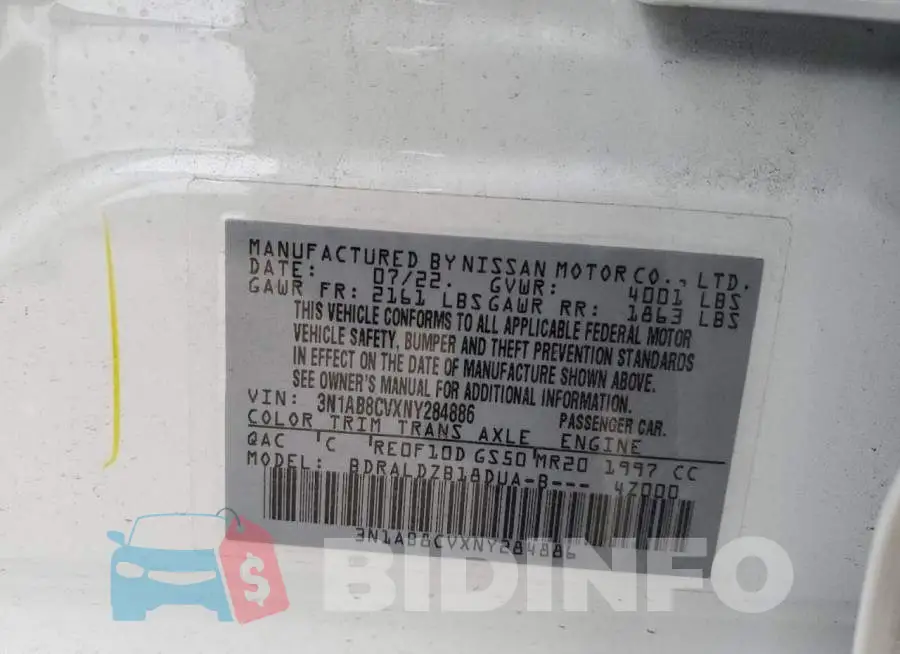 3N1AB8CVXNY284886 Photo# 13