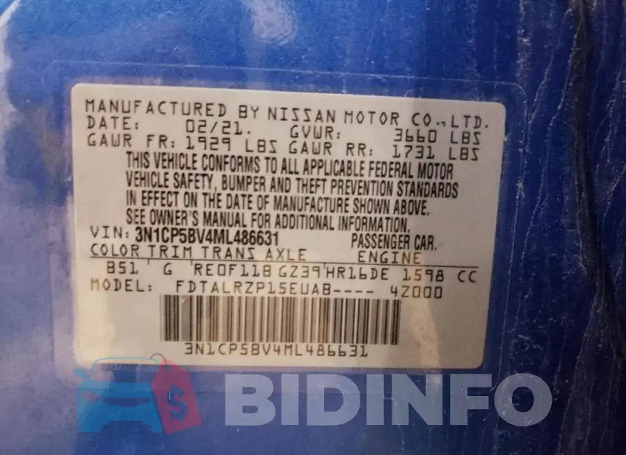3N1CP5BV4ML486631 Photo# 12
