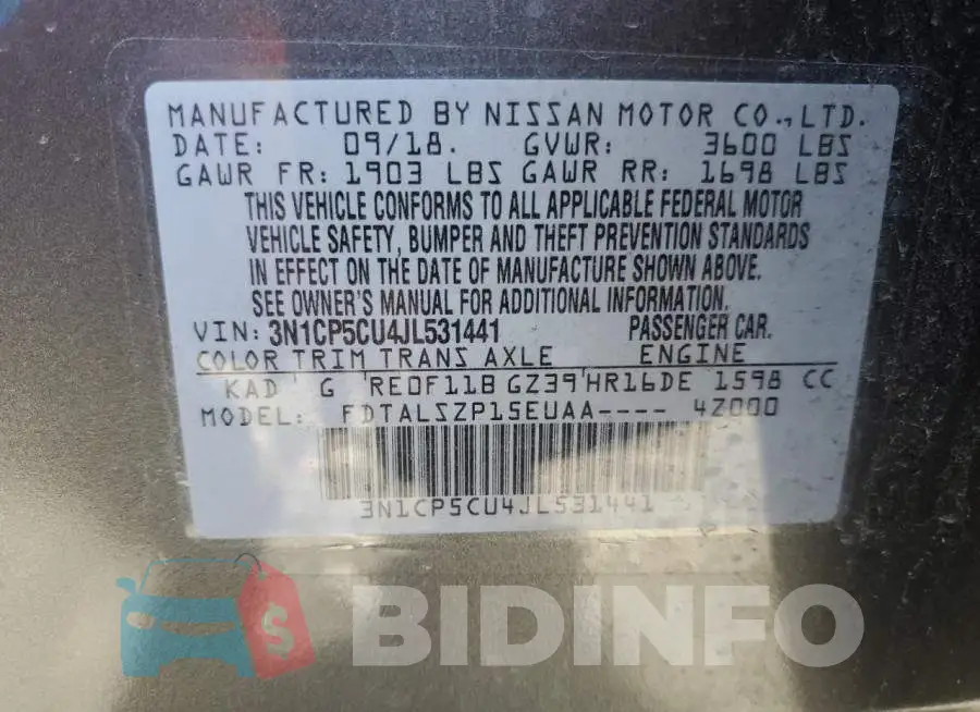 3N1CP5CU4JL531441 Photo# 13