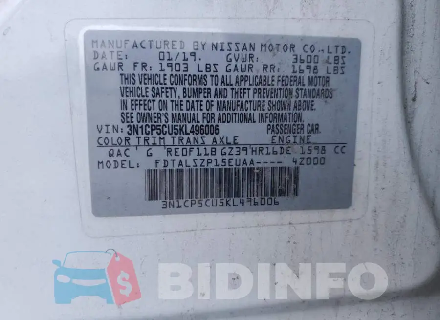 3N1CP5CU5KL496006 Photo# 13