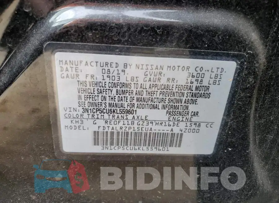3N1CP5CU6KL559601 Photo# 12