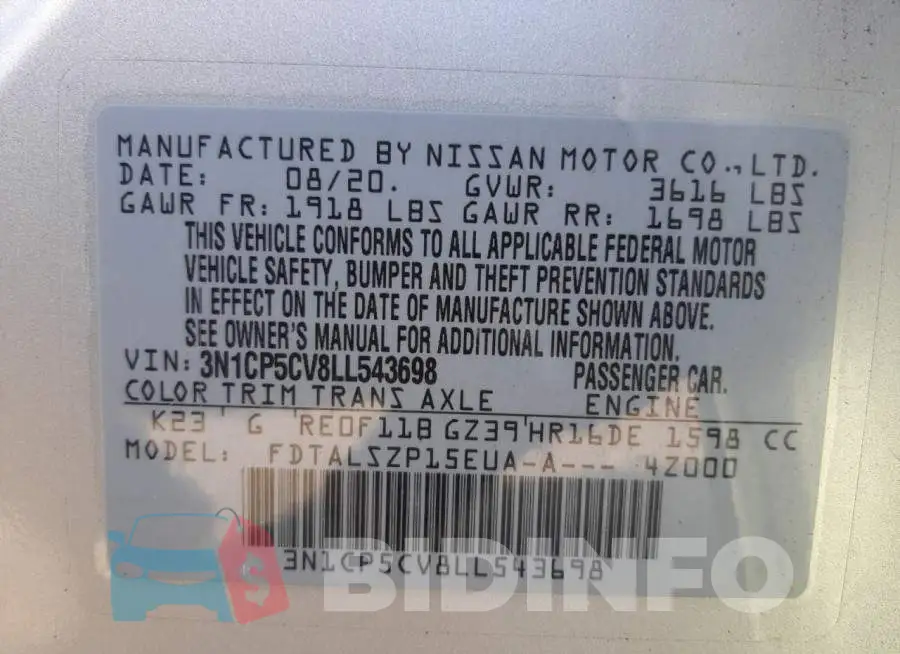 3N1CP5CV8LL543698 Photo# 10