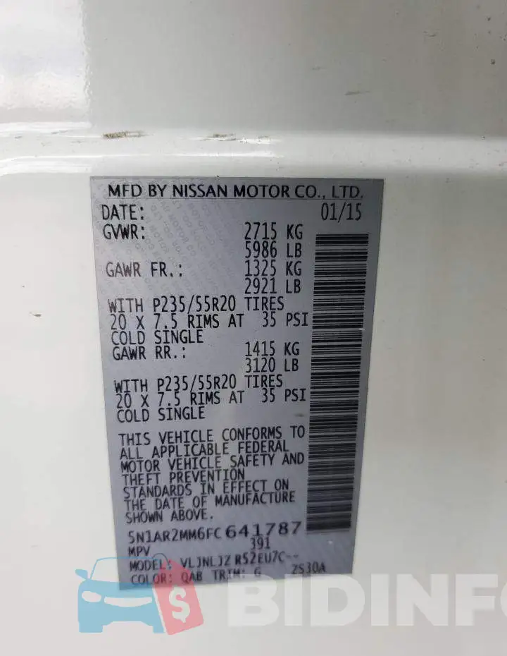 5N1AR2MM6FC641787 Photo# 14