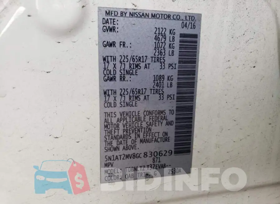 5N1AT2MV8GC830629 Photo# 13